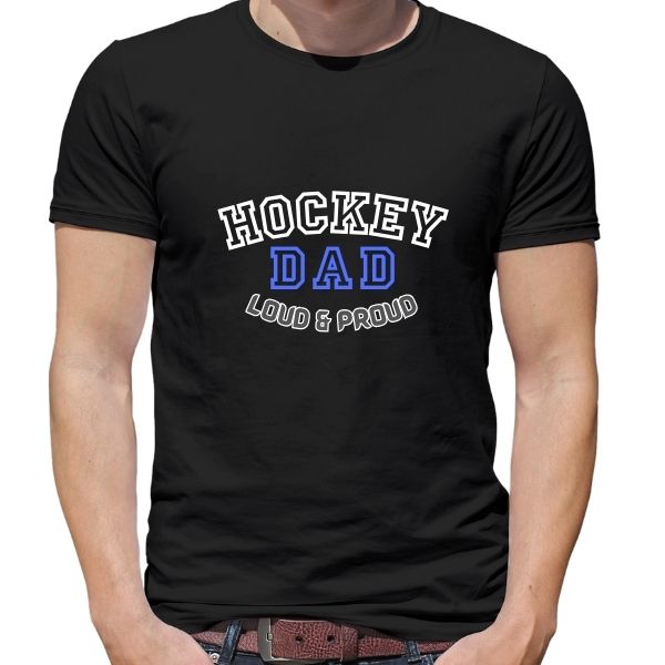HOCKEY DAD LOUD PROUD BLACK ROUND