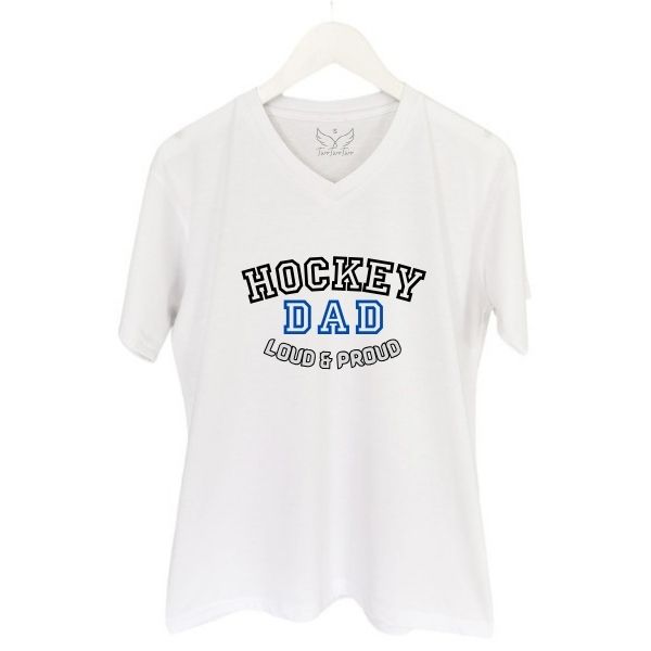 HOCKEY DAD LOUD PROUD WHITE V