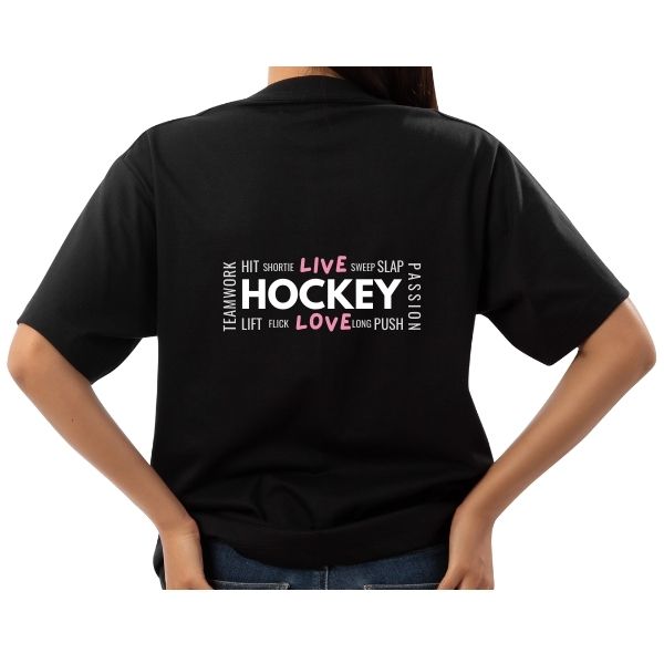 HOCKEY LIVE LOVE PINK BLACK BACK