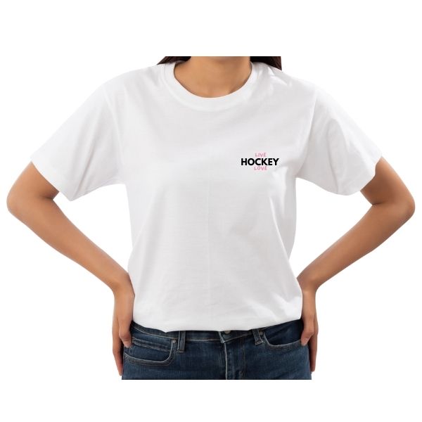 HOCKEY LIVE LOVE PINK WHITE ROUND FRONT