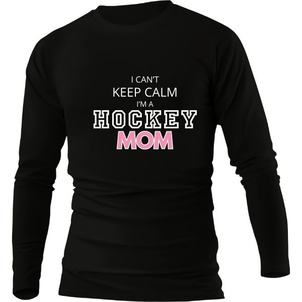 HOCKEY MOM KEEP CALM BLACK LONG SLEEVE