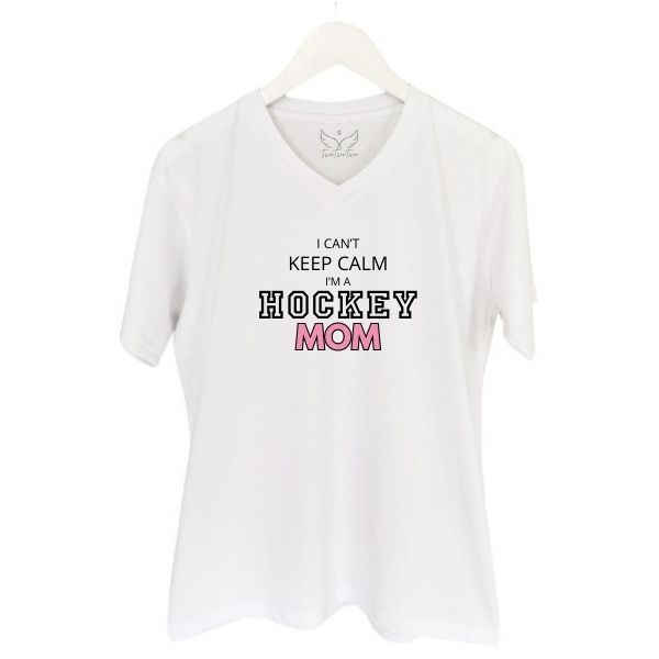 HOCKEY MOM KEEP CALM WHITE V