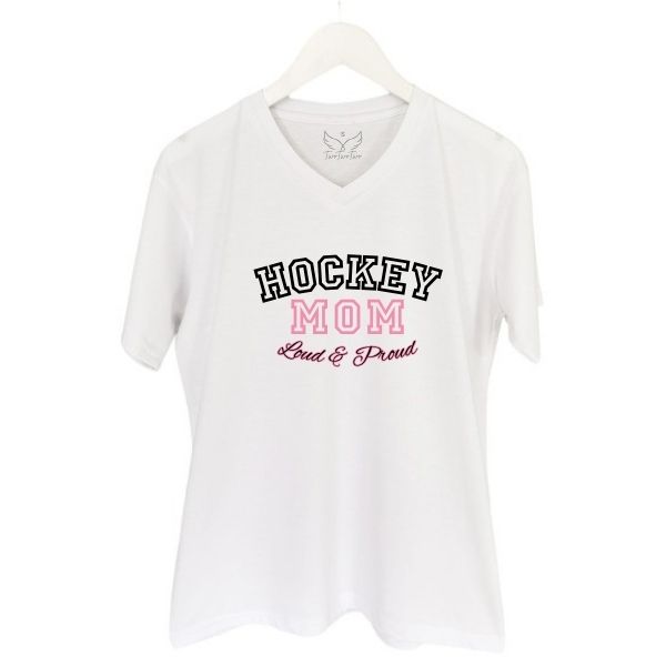 HOCKEY MOM LOUD PROUD WHITE V