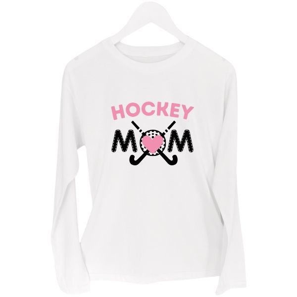 HOCKEY MOM STICKS WHITE LONG SLEEVE