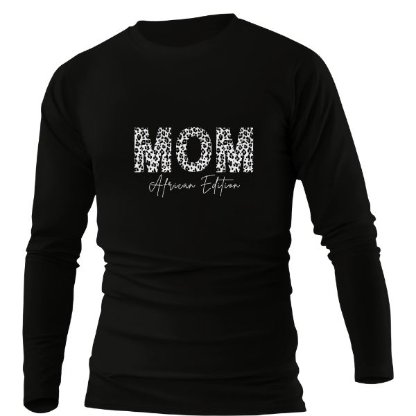 MOM GREY LEOPARD PRINT BLACK LONG SLEEVE