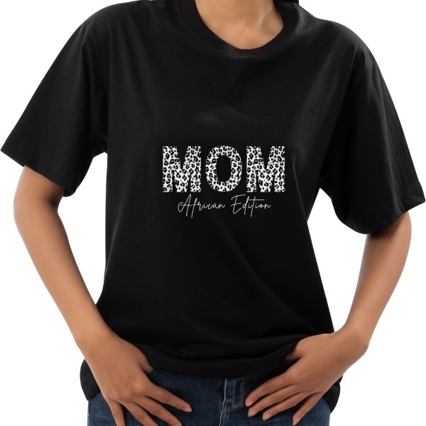 MOM GREY LEOPARD PRINT BLACK ROUND
