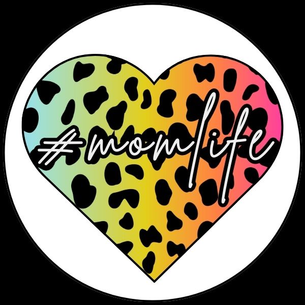 MOM LIFE LEOPARD HEART WHITE LOGO