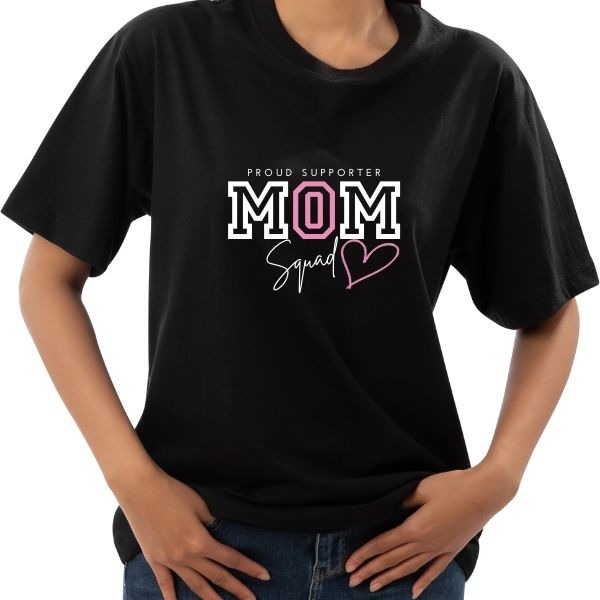 MOM SQUAD PROUD SUPPORTER BLACK ROUND