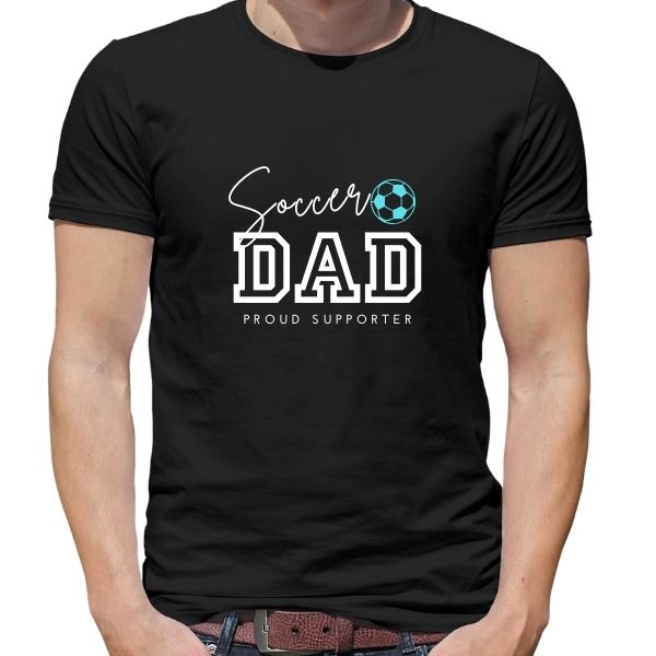 SOCCER DAD PROUD SUPPORTER BLACK ROUND FRONT