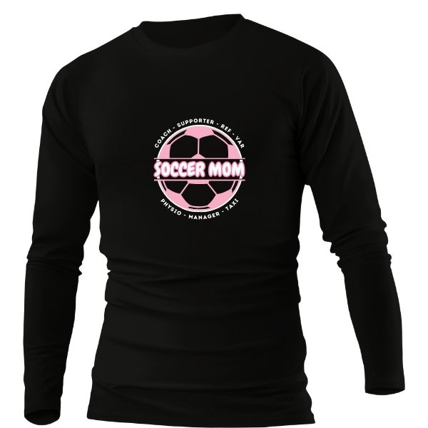 SOCCER MOM BALL BLACK LONG SLEEVE