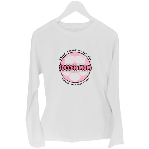 SOCCER MOM BALL WHITE LONG SLEEVE
