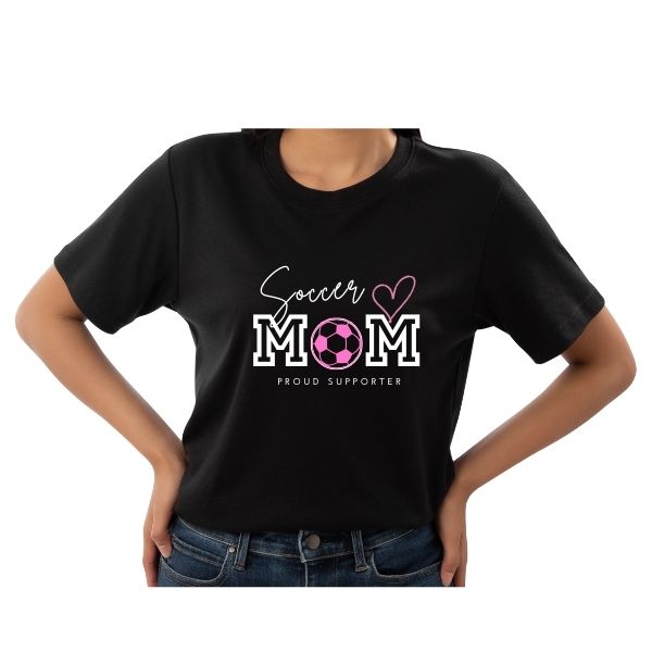 SOCCER MOM PROUD SUPPORTER BLACK ROUND