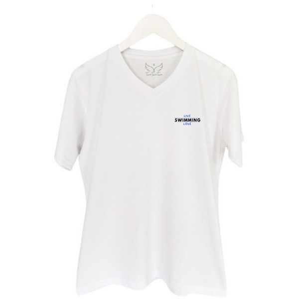 SWIM LIVE LOVE BLUE WHITE V FRONT