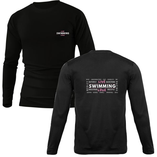 SWIM LIVE LOVE PINK BLACK LONG SLEEVE PAIR
