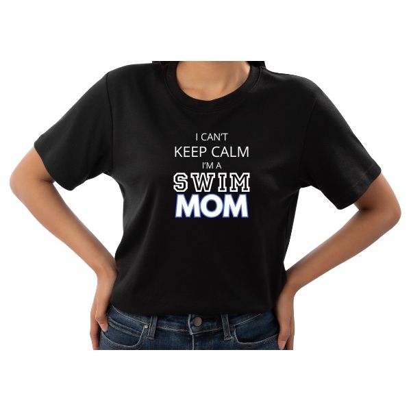 SWIM MOM KEEP CALM BLACK ROUND FRONT
