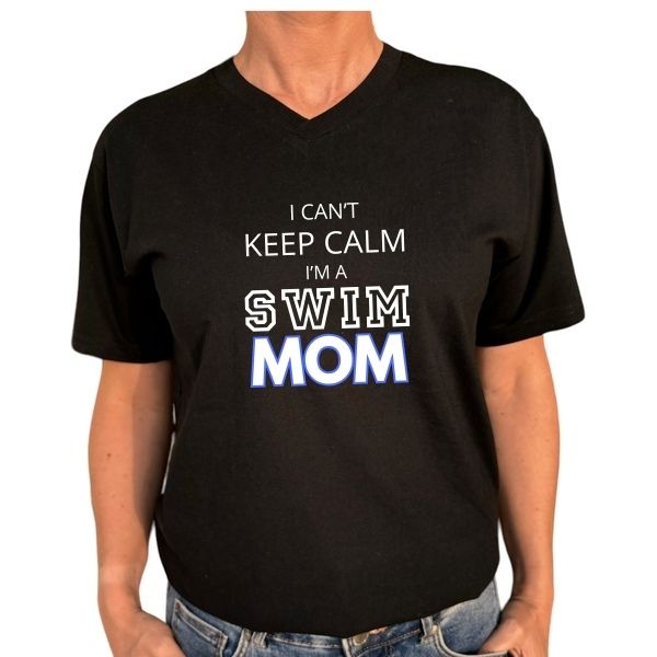 SWIM MOM KEEP CALM BLACK V