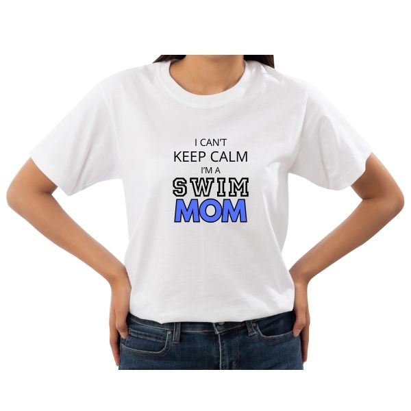 SWIM MOM KEEP CALM WHITE ROUND FRONT