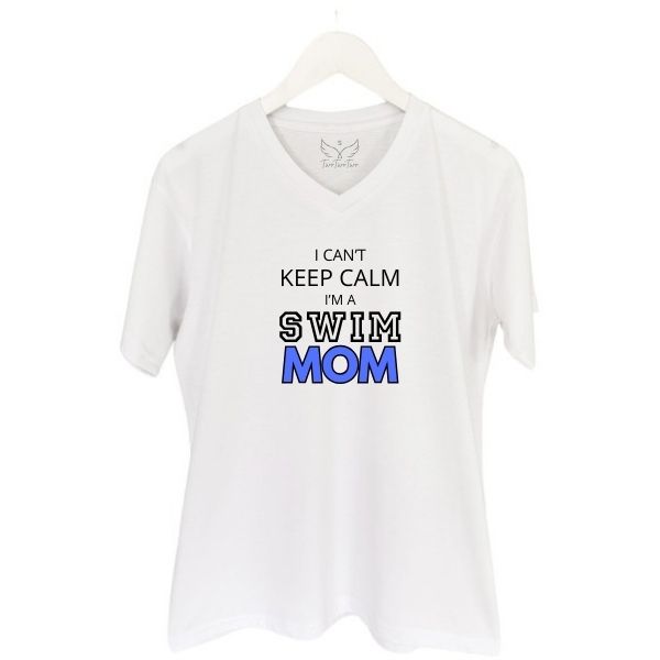 SWIM MOM KEEP CALM WHITE V