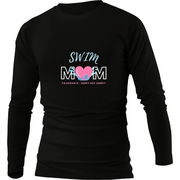 SWIM MOM SORRY NOT SORRY BLACK LONG SLEEVE