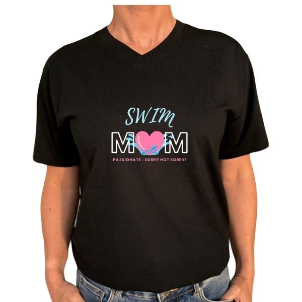 SWIM MOM SORRY NOT SORRY BLACK V