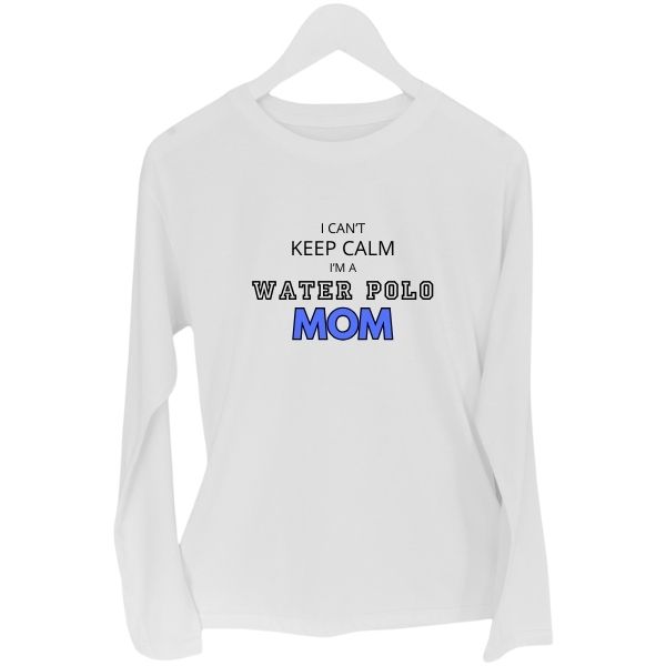 WATERPOLO MOM KEEP CALM WHITE LONG SLEEVE