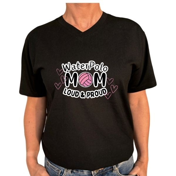 WATERPOLO MOM LOUD PROUD BLACK V
