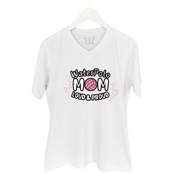 WATERPOLO MOM LOUD PROUD WHITE V