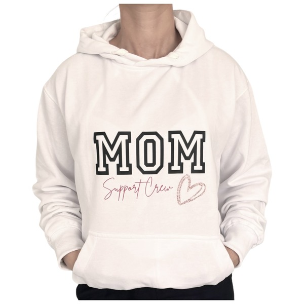 MOM SUPPORT CREW WHITE HOODIE