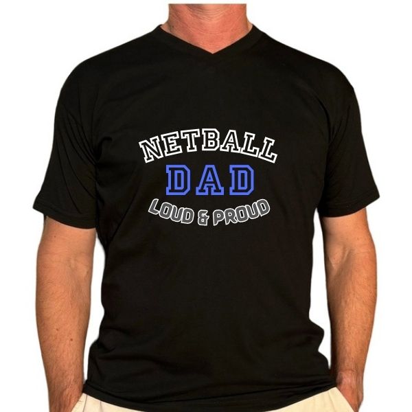 NETBALL DAD LOUD PROUD BLACK V