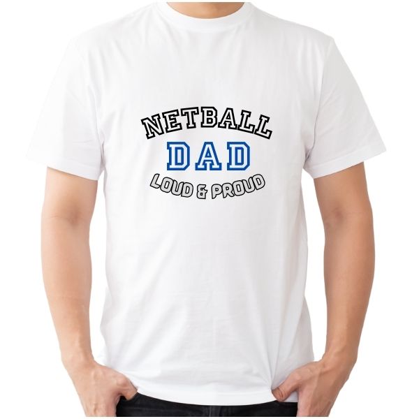 NETBALL DAD LOUD PROUD WHITE ROUND