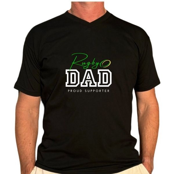 RUGBY DAD PROUD SUPPORTER BLACK V