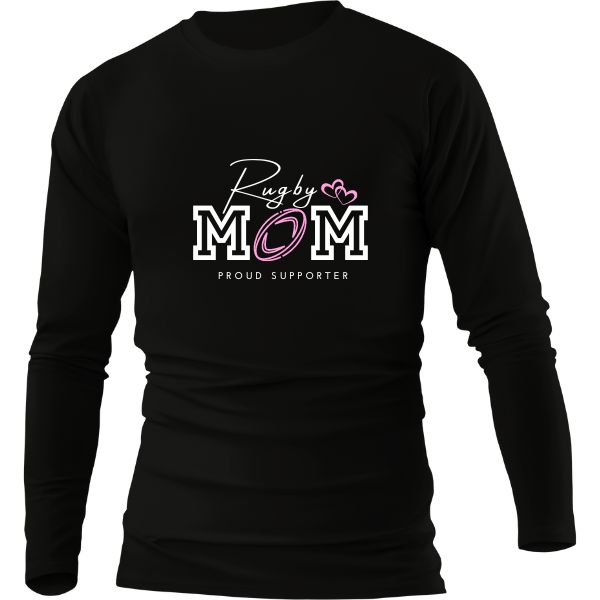 RUGBY MOM PROUD SUPPORTER BLACK LONG