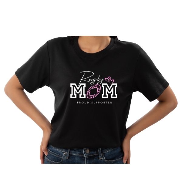 RUGBY MOM PROUD SUPPORTER BLACK ROUND