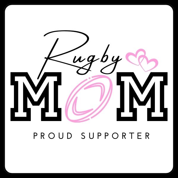 RUGBY MOM PROUD SUPPORTER WHITE LOGO