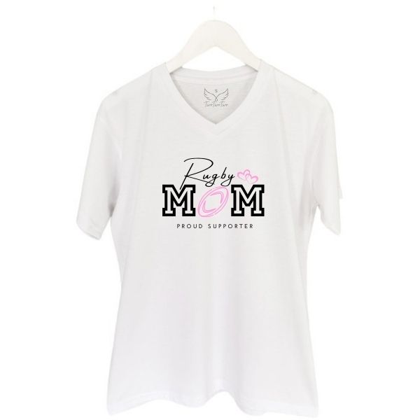RUGBY MOM PROUD SUPPORTER WHITE V